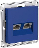 Розетка компьютерная без рамки Systeme Electric AtlasDesign 2-м. RJ45+RJ45 5e аквамарин картинка
